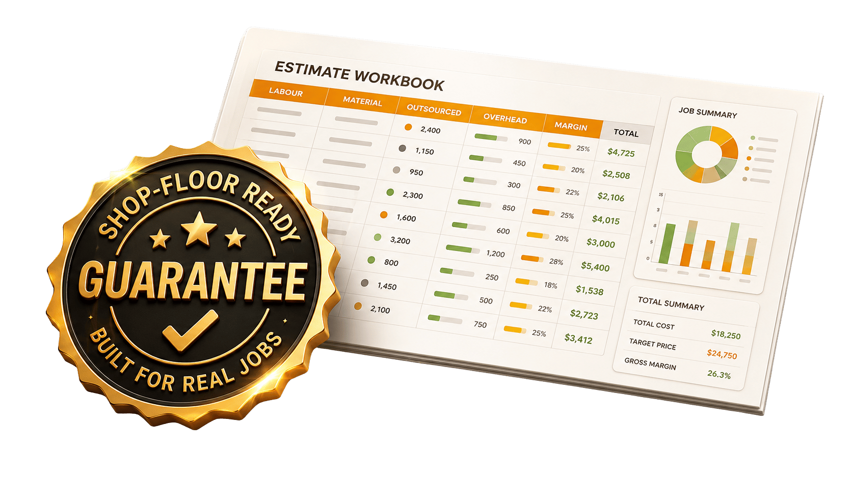 Shop-Floor Ready Guarantee built for real jobs with estimate workbook visual